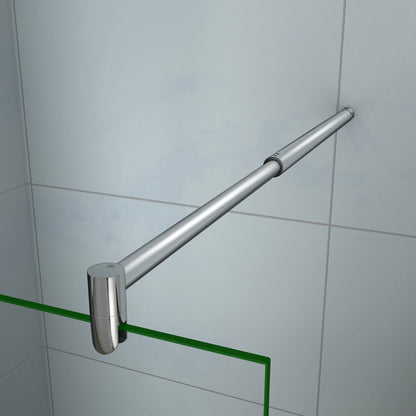 Aica 200cm Parete Per Doccia Walk In Vetro Temperato Trasparente Anticalcare 8mm Con Barra Stabilizzatrice regolabile da 70-120cm misure varie