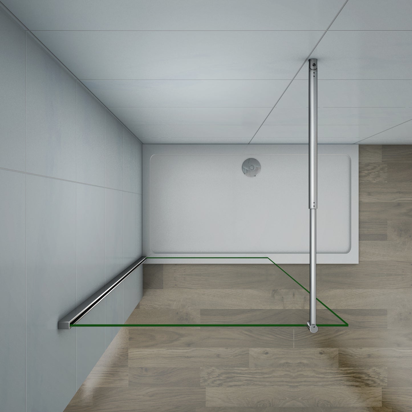 Aica 200cm Parete Per Doccia Walk In Vetro Temperato Trasparente Anticalcare 8mm Con Barra Stabilizzatrice regolabile da 70-120cm misure varie