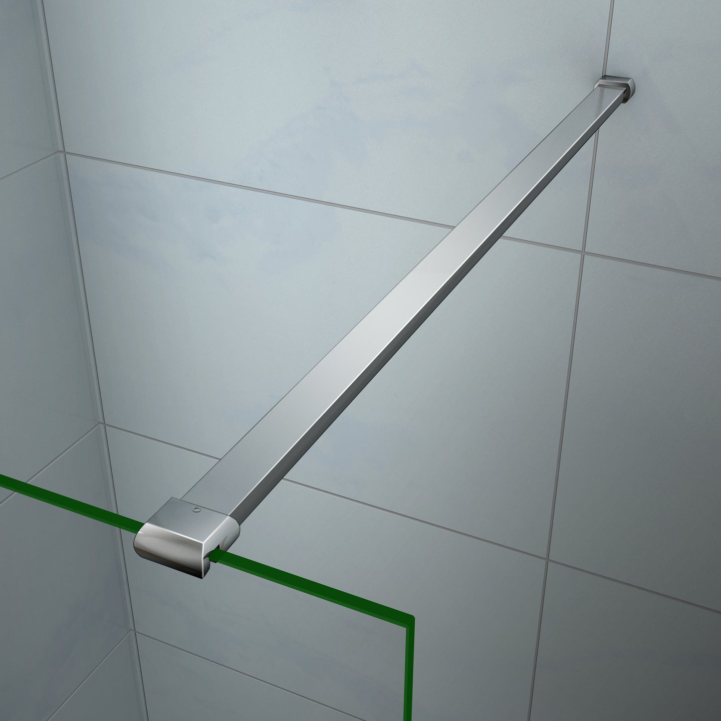 Aica 200 cm Parete Per Doccia Walk In Vetro Temperato Trasparente Anticalcare 8 mm Con Barra Stabilizzatrice Tagliabile da 140 cm misure varie