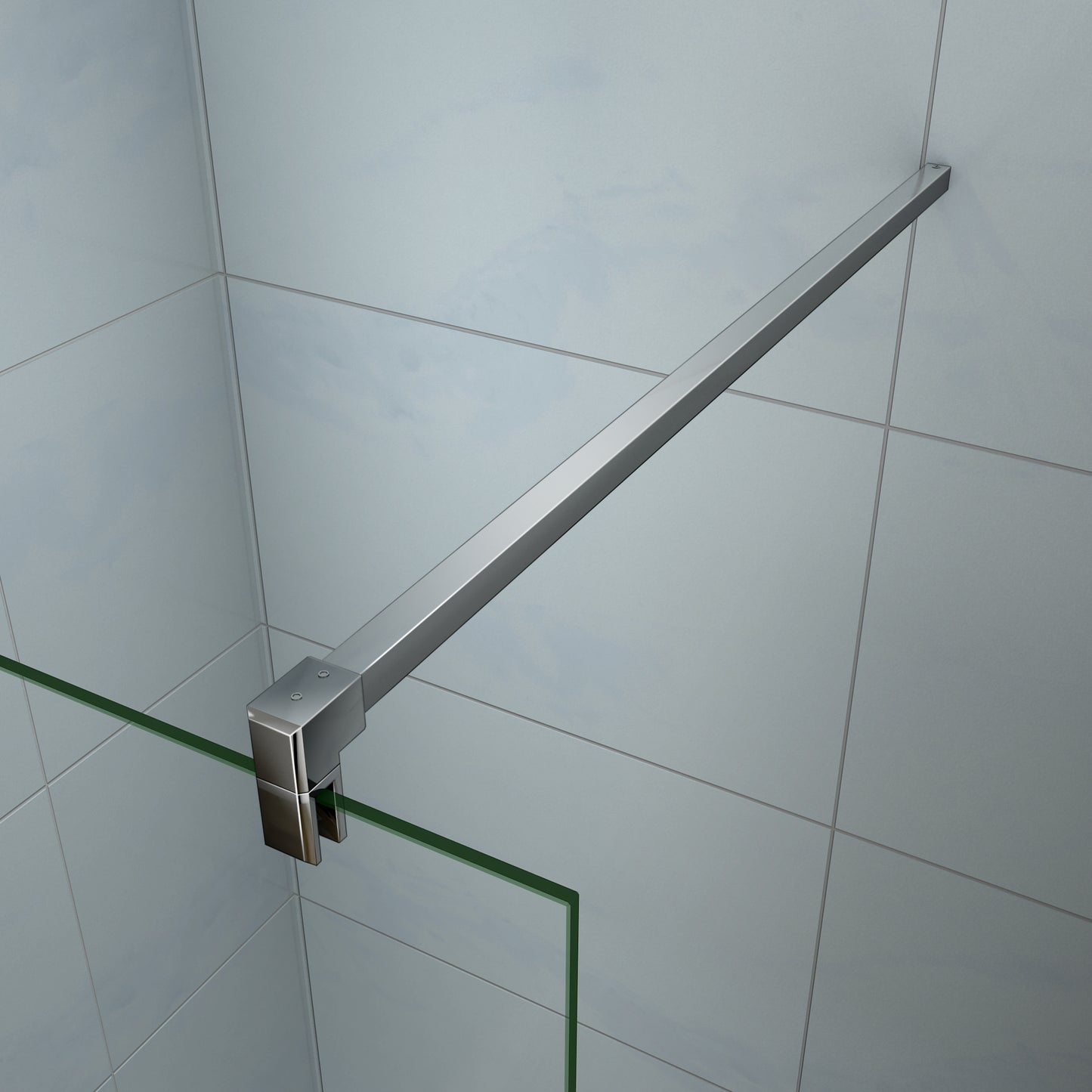 Aica 200 cm Parete Per Doccia Walk In Vetro Temperato Trasparente Anticalcare 8 mm Con Barra Stabilizzatrice Tagliabile da 140 cm misure varie