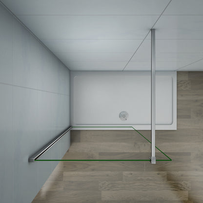 Aica 200 cm Parete Per Doccia Walk In Vetro Temperato Trasparente Anticalcare 8 mm Con Barra Stabilizzatrice Tagliabile da 140 cm misure varie