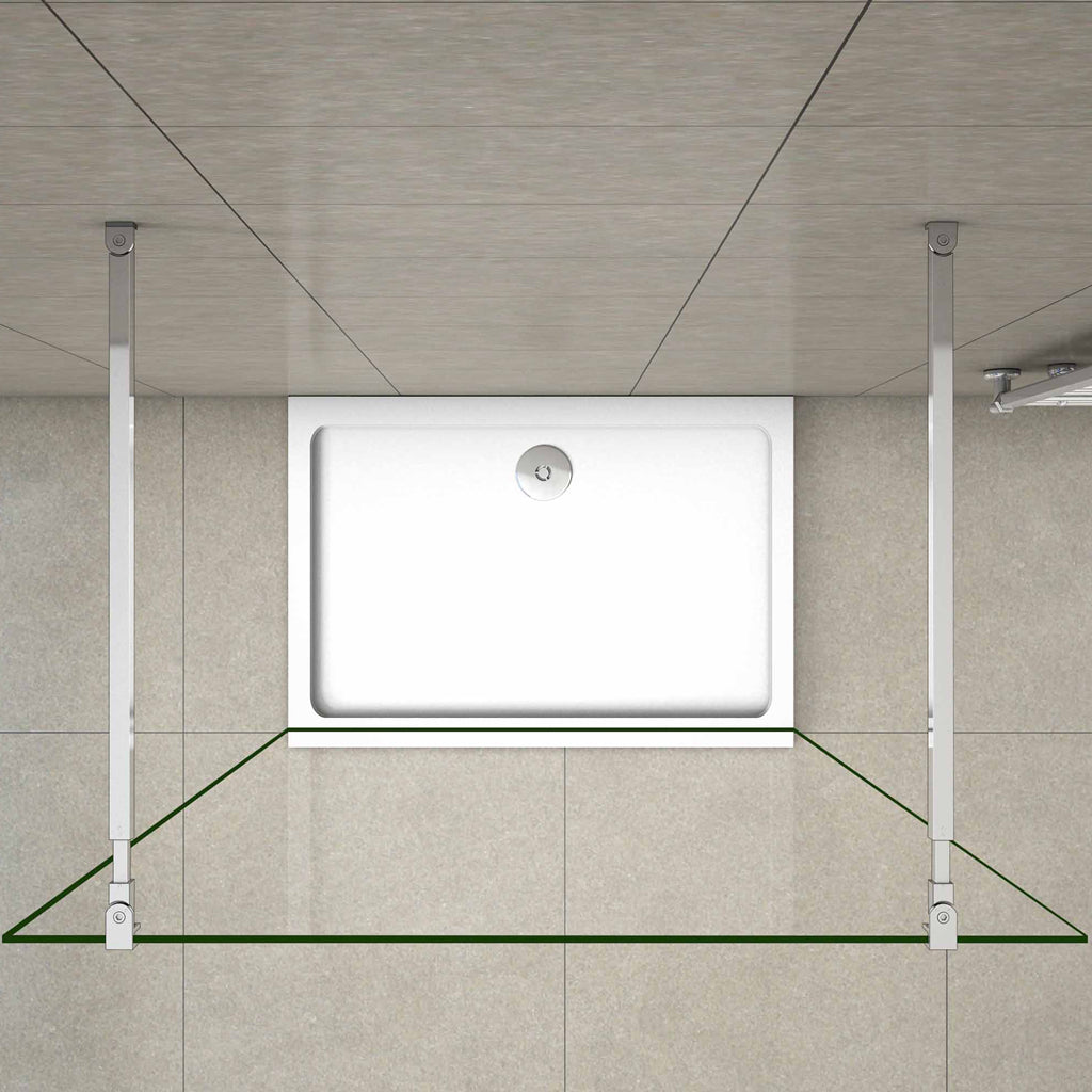 Aica 200 cm Parete Per Doccia Walk In Vetro 8mm Temperato Trasparente Anticalcare con Doppia Barra Stabilizzatrice 110x200 Tipo 1 - Lunga 73-120 cm regolabile