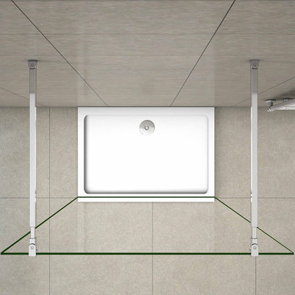 Aica 200 cm Parete Per Doccia Walk In Vetro 8mm Temperato Trasparente Anticalcare con Doppia Barra Stabilizzatrice 110x200 Tipo 1 - Lunga 73-120 cm regolabile