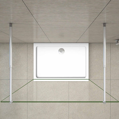Aica 200 cm Parete Per Doccia Walk In Vetro 8mm Temperato Trasparente Anticalcare con Doppia Barra Stabilizzatrice 110x200 Tipo 2 - Lunga 70-120 cm regolabile