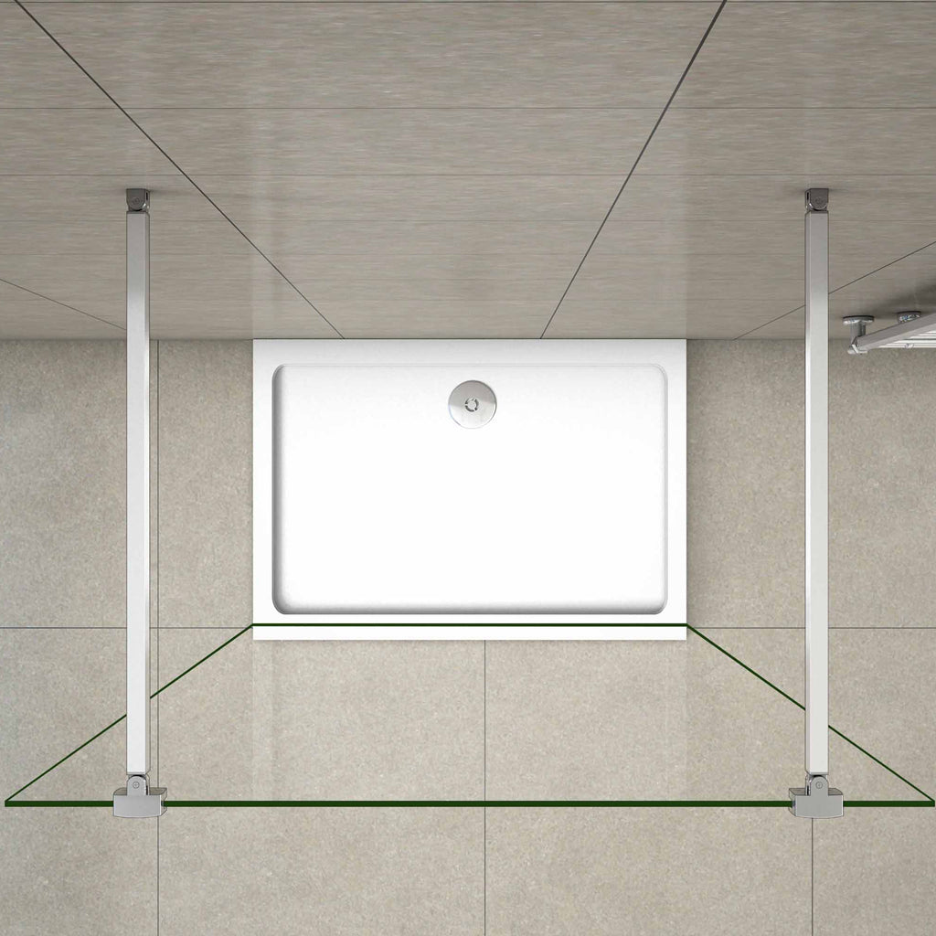 Aica 200 cm Parete Per Doccia Walk In Vetro 8mm Temperato Trasparente Anticalcare con Doppia Barra Stabilizzatrice 110x200 Tipo 3 - Lunga 90 cm snodabile