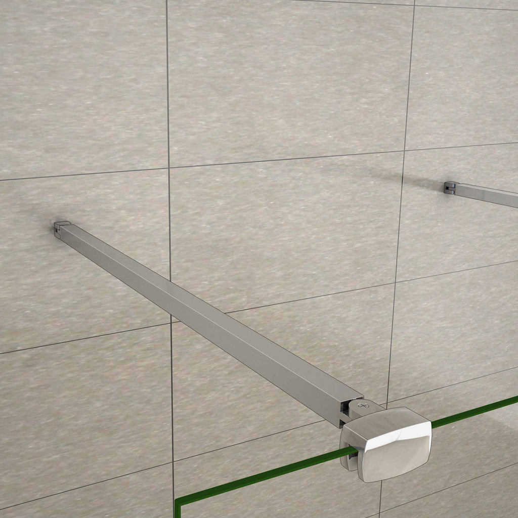 Aica 200 cm Parete Per Doccia Walk In Vetro 8mm Temperato Trasparente Anticalcare con Doppia Barra Stabilizzatrice 120x200 Tipo 3 - Lunga 90 cm snodabile