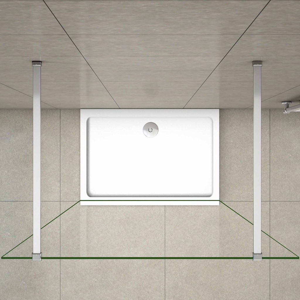 Aica 200 cm Parete Per Doccia Walk In Vetro 8mm Temperato Trasparente Anticalcare con Doppia Barra Stabilizzatrice 110x200