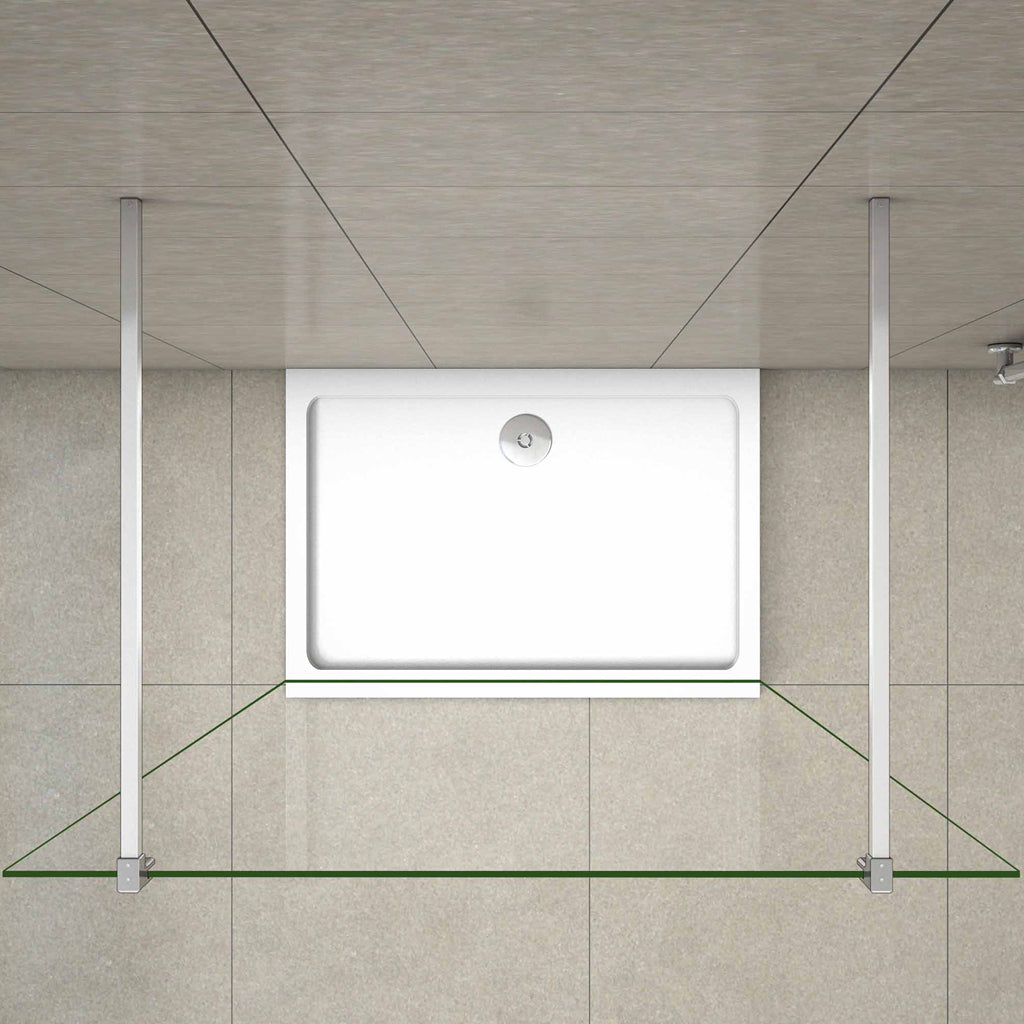 Aica 200 cm Parete Per Doccia Walk In Vetro 8mm Temperato Trasparente Anticalcare con Doppia Barra Stabilizzatrice 110x200