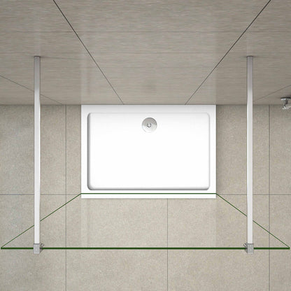 Aica 200 cm Parete Per Doccia Walk In Vetro 8mm Temperato Trasparente Anticalcare con Doppia Barra Stabilizzatrice 110x200
