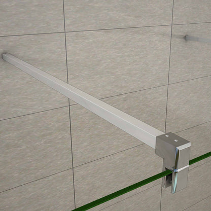 Aica 200 cm Parete Per Doccia Walk In Vetro 8mm Temperato Trasparente Anticalcare con Doppia Barra Stabilizzatrice 120x200
