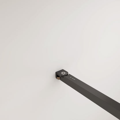 Aica Walk In Box Doccia Parete Fissa in Vetro Temperato 8 mm Anticalcare Serigrafato Nero con Riquadri Barra Stabilizzatrice Telaio Nero Opaco