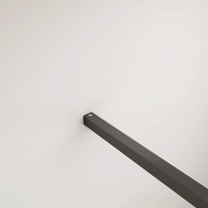 Aica Walk In Box Doccia Parete Fissa in Vetro Temperato 8 mm Anticalcare Serigrafato Nero con Riquadri Barra Stabilizzatrice Telaio Nero Opaco