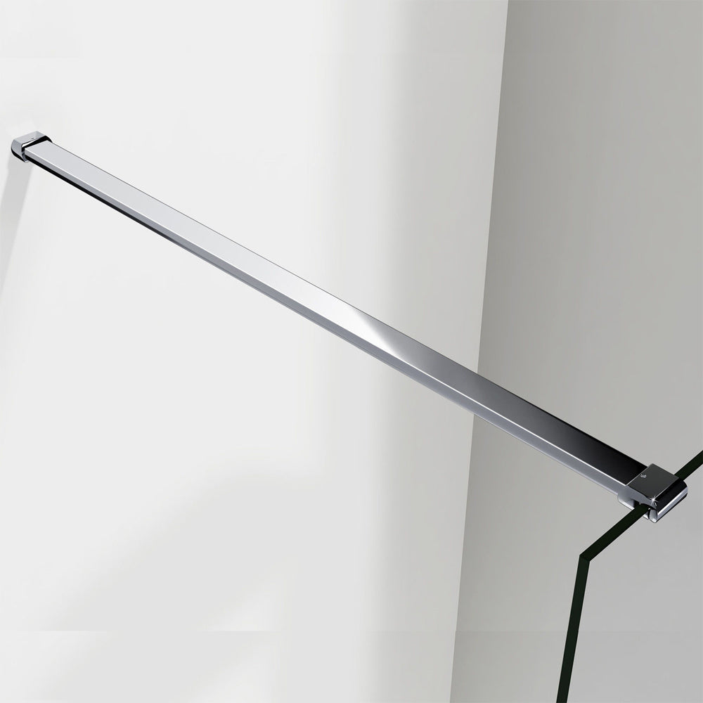 Aica Walk In Alta 200 cm Parete Per Doccia Vetro 8mm Temperato Semitrasparente Opaco Anticalcare Con Barra Stabilizzatrice 90cm E Piatto Doccia