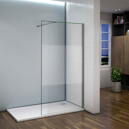 Aica Walk In Alta 200 cm Parete Per Doccia Vetro 8mm Temperato Anticalcare Fascia Centrale Opaca Barra Stabilizzatrice 140cm Piatto Doccia 85 80x80x3