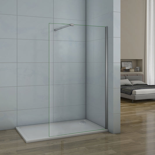 Aica Walk In Alta 200 cm Parete Per Doccia Vetro Da 8mm Temperato Trasparente Anticalcare Con Barra Stabilizzatrice 90cm 80 90x90