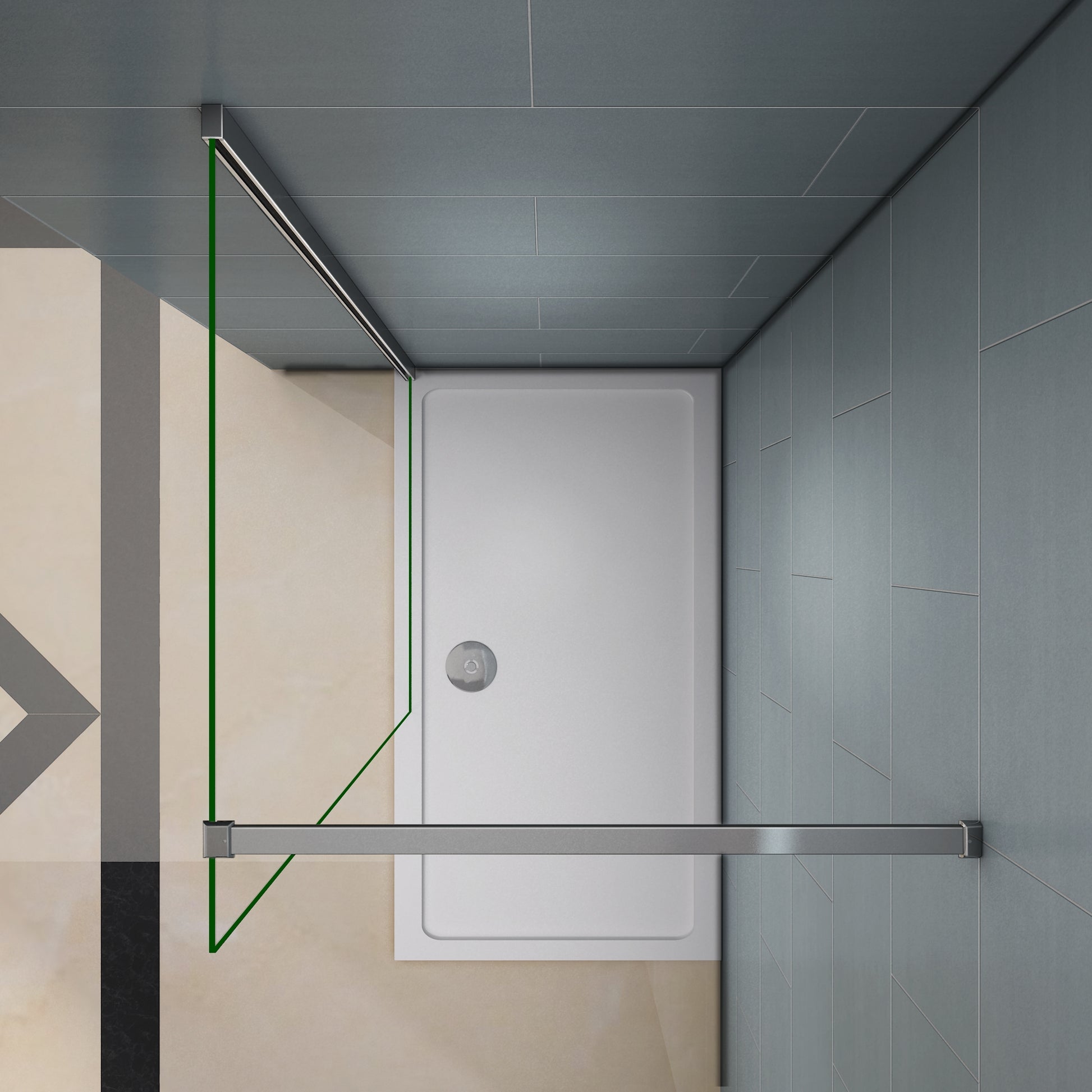 Aica Parete Per Doccia Walk In Alta 200cm Vetro Temperato Trasparente Anticalcare 8mm Barra Stabilizzatrice Tagliabile 90 cm Piatto Doccia Incluso