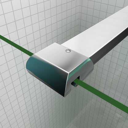 Aica Parete Per Doccia Walk In Alta 200cm Vetro Temperato Trasparente Anticalcare 8mm Barra Stabilizzatrice Tagliabile 90 cm Piatto Doccia Incluso