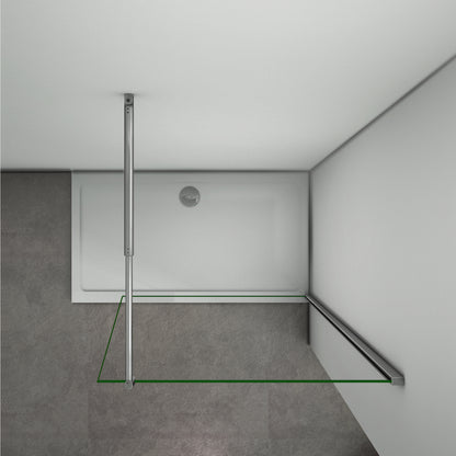 Aica Walk In Alta 200 cm Parete Per Doccia Vetro 8mm Temperato Trasparente Anticalcare Con Barra Stabilizzatrice Regolabile 70-120cm