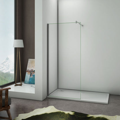 Aica Walk In Alta 200 cm Parete Per Doccia Vetro 8mm Temperato Trasparente Anticalcare Con Barra Stabilizzatrice Regolabile 70-120cm 80 90x90x3