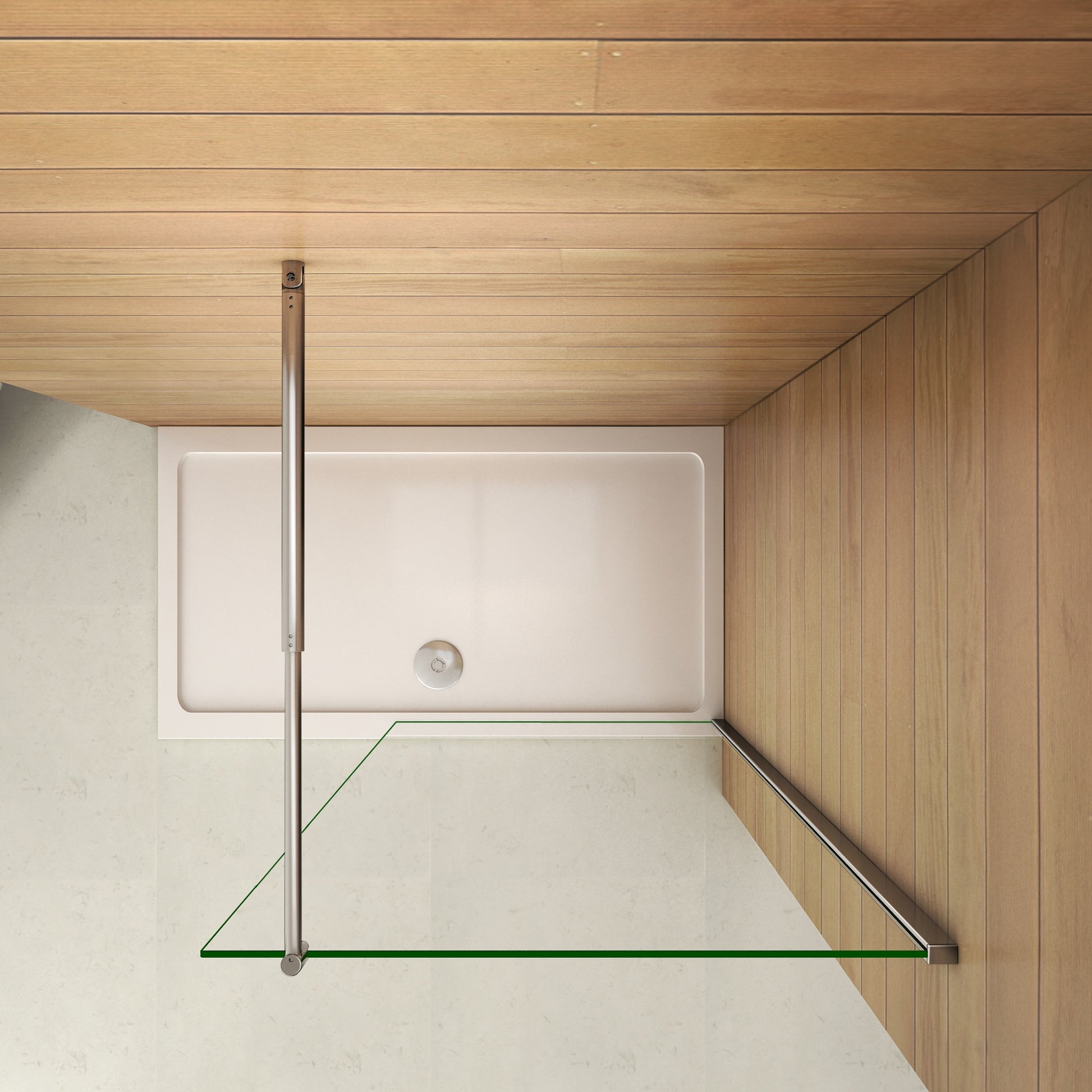 Aica Box Doccia 200 cm Walk In Vetro Satinato Al Centro Temperato Anticalcare Con Barra Stabilizzatrice Regolabile 70-120cm Piatto Doccia Incluso