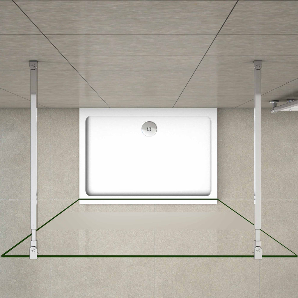 Aica 200 cm Walk In Parete Per Doccia in Vetro 8 mm Temperato Anti-frantumi Anticalcare Striscia Centrale Opaca con Doppia Barra Stabilizzatrice