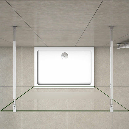 Aica 200 cm Walk In Parete Per Doccia in Vetro 8 mm Temperato Anti-frantumi Anticalcare Striscia Centrale Opaca con Doppia Barra Stabilizzatrice