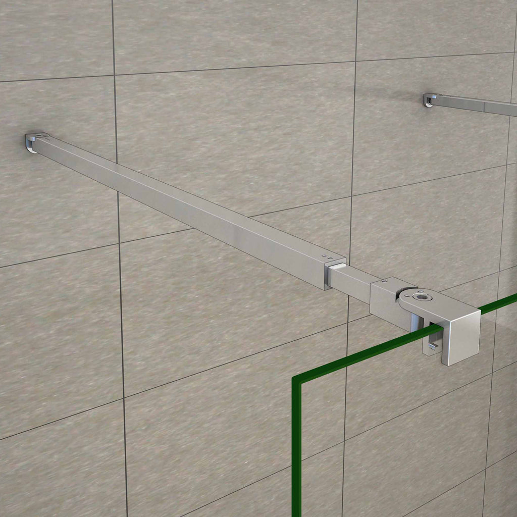 Aica 200 cm Walk In Parete Per Doccia in Vetro 8 mm Temperato Anti-frantumi Anticalcare Striscia Centrale Opaca con Doppia Barra Stabilizzatrice