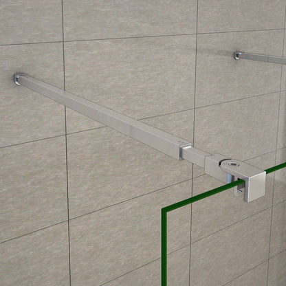 Aica 200 cm Walk In Parete Per Doccia in Vetro 8 mm Temperato Anti-frantumi Anticalcare Striscia Centrale Opaca con Doppia Barra Stabilizzatrice