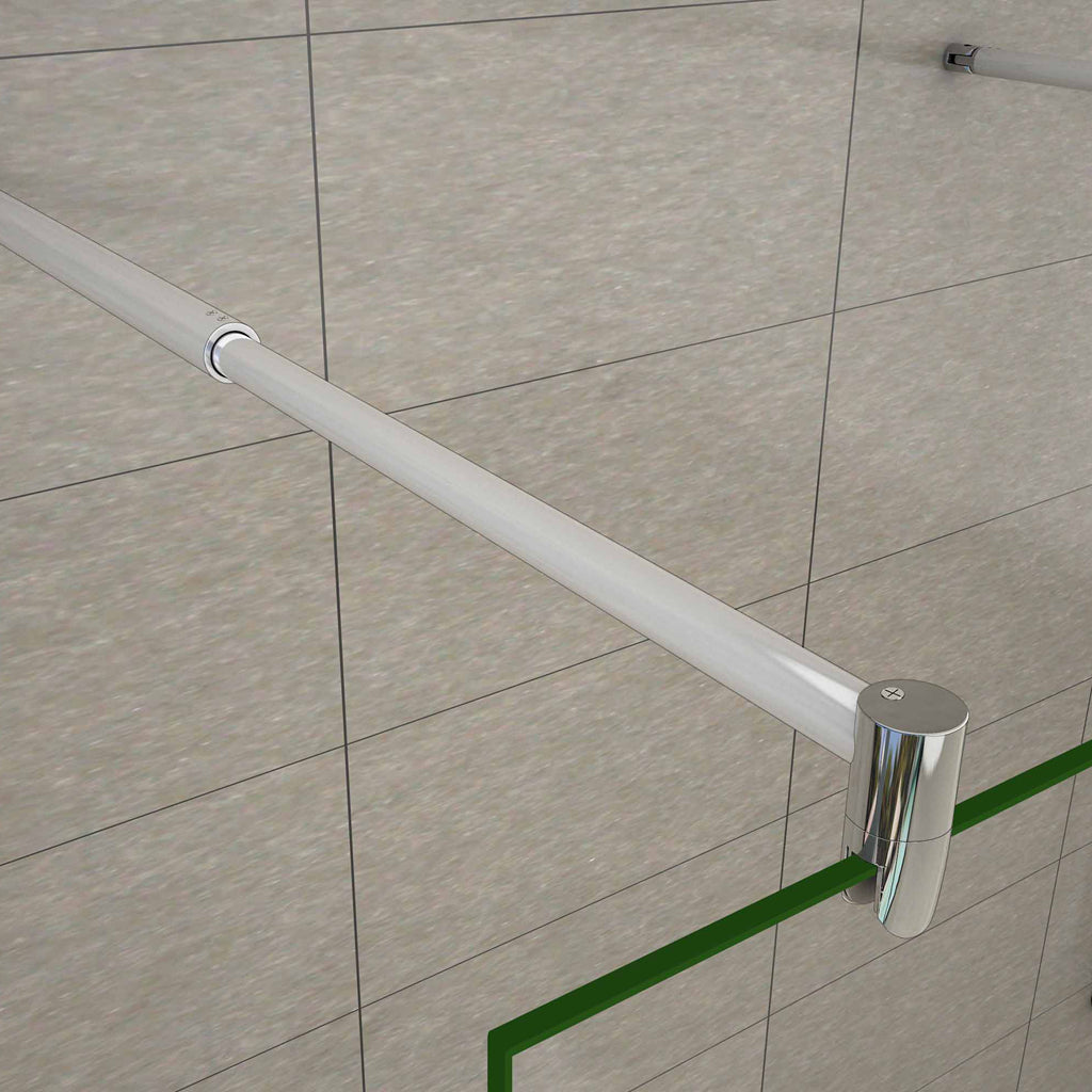 Aica 200 cm Walk In Parete Per Doccia in Vetro 8 mm Temperato Anti-frantumi Anticalcare Striscia Centrale Opaca con Doppia Barra Stabilizzatrice