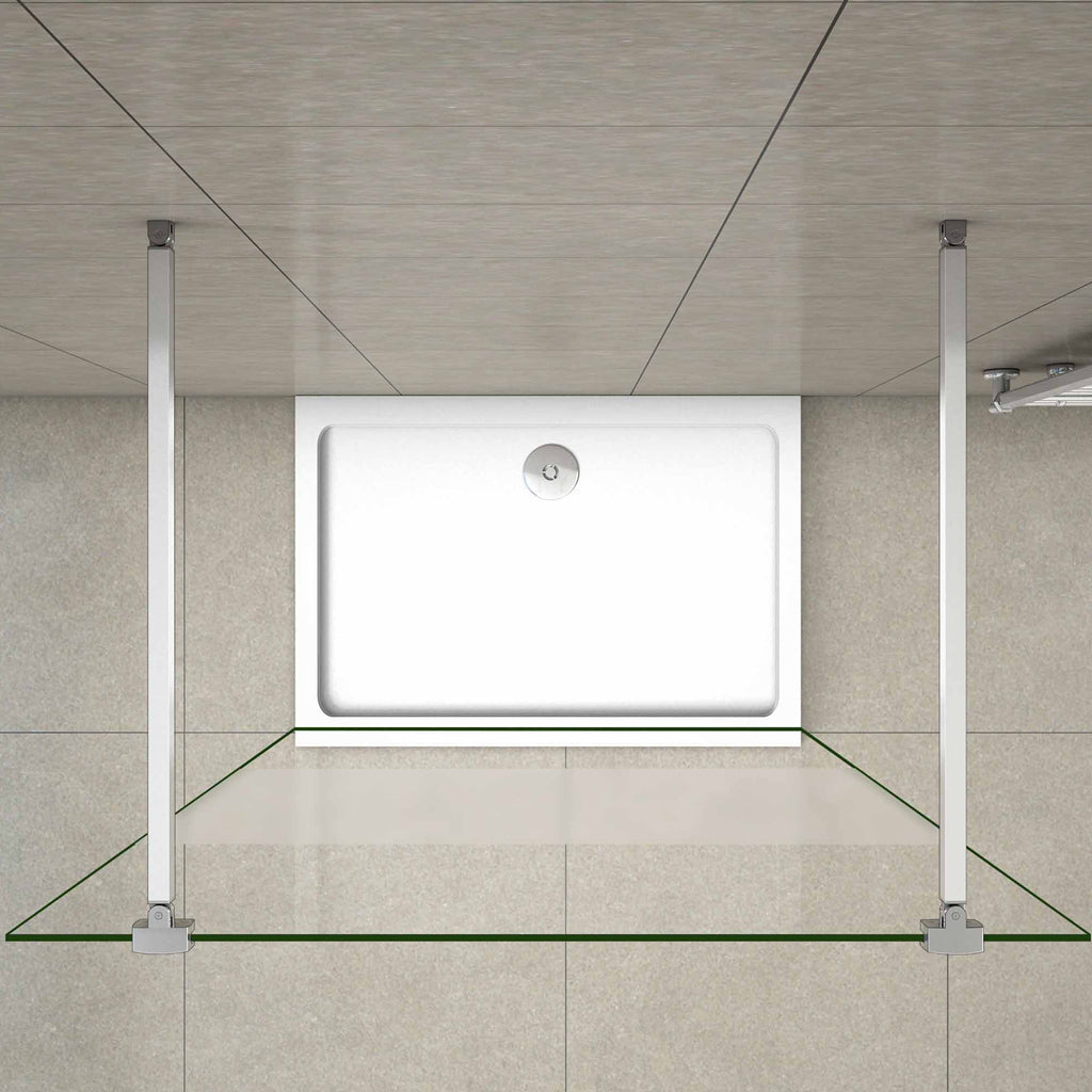 Aica 200 cm Walk In Parete Per Doccia in Vetro 8 mm Temperato Anti-frantumi Anticalcare Striscia Centrale Opaca con Doppia Barra Stabilizzatrice