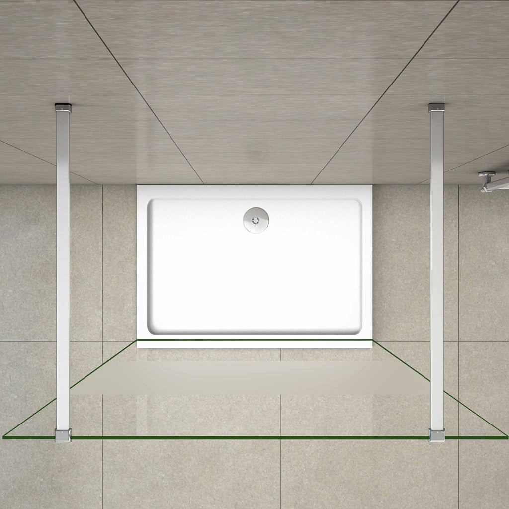 Aica 200 cm Walk In Parete Per Doccia in Vetro 8 mm Temperato Anti-frantumi Anticalcare Striscia Centrale Opaca con Doppia Barra Stabilizzatrice