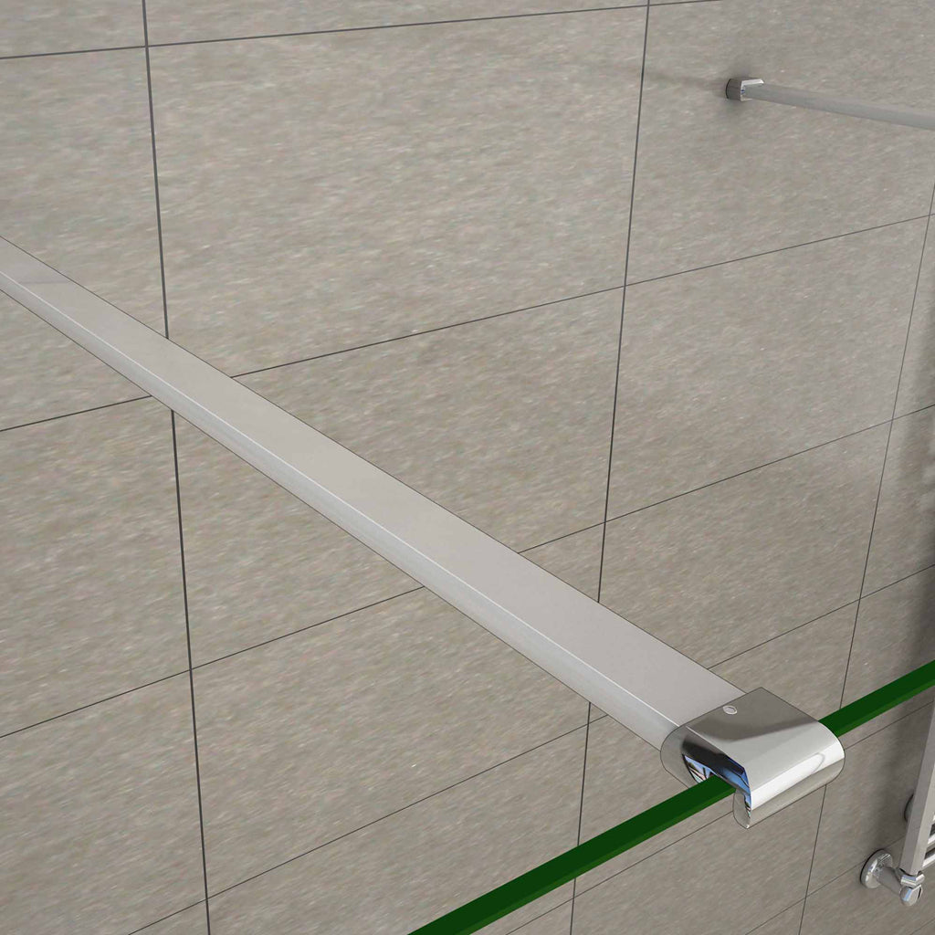 Aica 200 cm Walk In Parete Per Doccia in Vetro 8 mm Temperato Anti-frantumi Anticalcare Striscia Centrale Opaca con Doppia Barra Stabilizzatrice