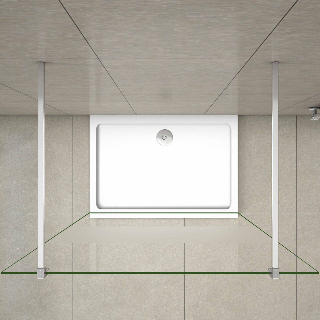 Aica 200 cm Walk In Parete Per Doccia in Vetro 8 mm Temperato Anti-frantumi Anticalcare Striscia Centrale Opaca con Doppia Barra Stabilizzatrice