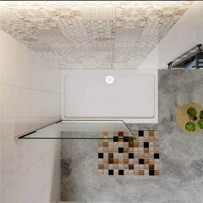 Aica Walk In Parete Per Doccia Fissa in Vetro Temperato 8 mm Anticalcare Fascia Opaca Centrale ANTI FRANTUMI Telaio Cromato Lucido Varie Misure