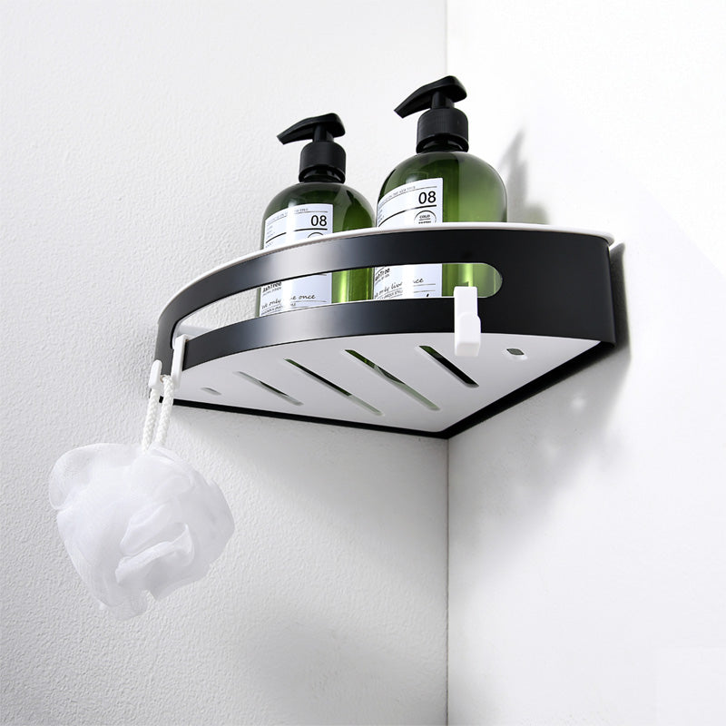 AICA Mensola Doccia Angolare Organizzatore Senza Chiodi SUS 304 Acciaio Inox ABS Cesto Antiruggine per Bagno Nero Opaca