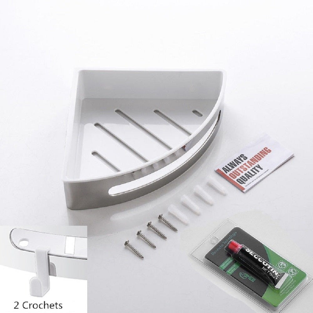 AICA Mensola Doccia Angolare Organizzatore Senza Chiodi SUS 304 Acciaio Inox ABS Cesto Antiruggine per Bagno Nero Opaca