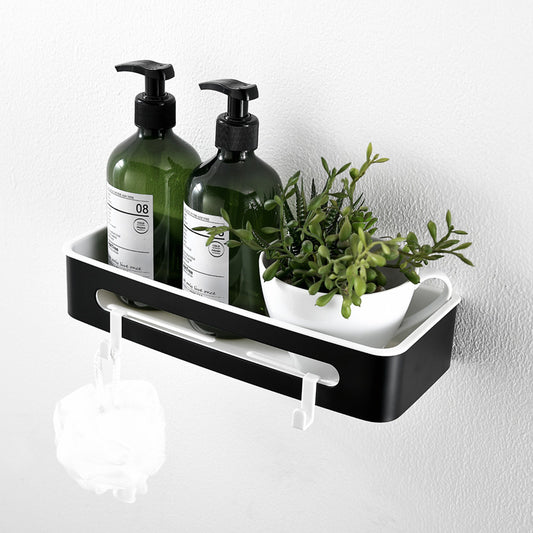 AICA Mensola Doccia Rettangolare Organizzatore Senza Chiodi SUS 304 Acciaio Inox ABS Cesto Antiruggine per Bagno Nero Opaca