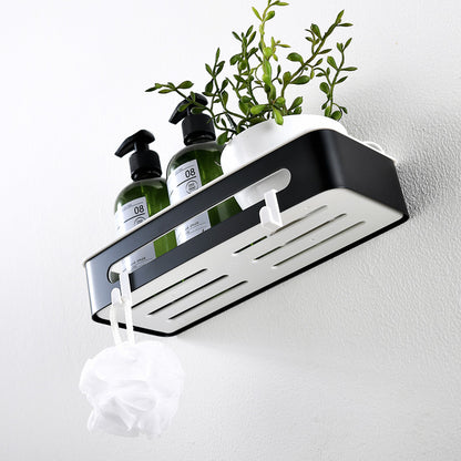 AICA Mensola Doccia Rettangolare Organizzatore Senza Chiodi SUS 304 Acciaio Inox ABS Cesto Antiruggine per Bagno Nero Opaca