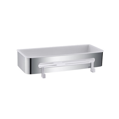 AICA Mensola Doccia Rettangolare Organizzatore Senza Chiodi SUS 304 Acciaio Inox ABS Cesto Antiruggine per Bagno Argento Lucidato