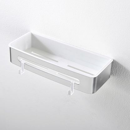 AICA Mensola Doccia Rettangolare Organizzatore Senza Chiodi SUS 304 Acciaio Inox ABS Cesto Antiruggine per Bagno Argento Lucidato