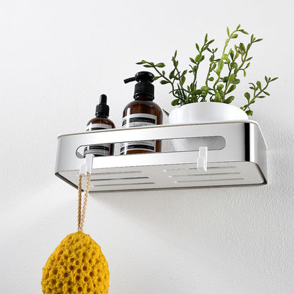 AICA Mensola Doccia Rettangolare Organizzatore Senza Chiodi SUS 304 Acciaio Inox ABS Cesto Antiruggine per Bagno Argento Lucidato