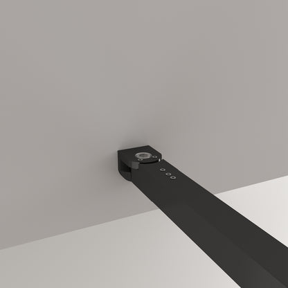 Aica Parete Per Doccia 200cm Walk-In Vetro Temperato Trasparente Anticalcare 8 mm Serigrafato Nero con Riquadri Barra Stabilizzatrice Nero Opaco