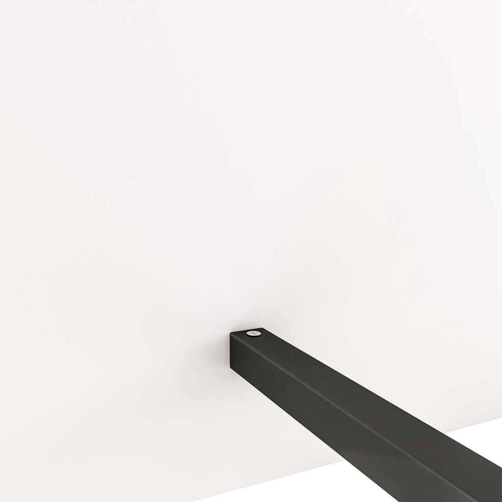 Aica Parete Per Doccia 200cm Walk-In Vetro Temperato Trasparente Anticalcare 8 mm Serigrafato Nero con Riquadri Barra Stabilizzatrice Nero Opaco