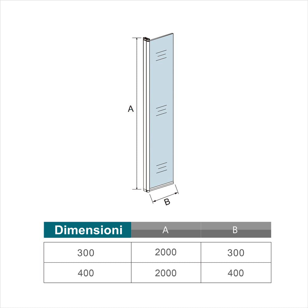 30-40x200cm Box Doccia Walk In Paretina Movibile Paraspruzzo Vetro Temperato da 8mm Trasparente Anticalcare Telaio Nero Opaco