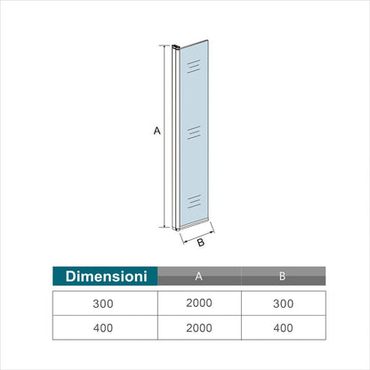 30-40x200cm Box Doccia Walk In Paretina Movibile Paraspruzzo Vetro Temperato da 8mm Trasparente Anticalcare Telaio Nero Opaco