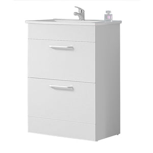 Aica Mobile Bagno 60cm Salvaspazi , con lavabo in Ceramica e 2 cassetti