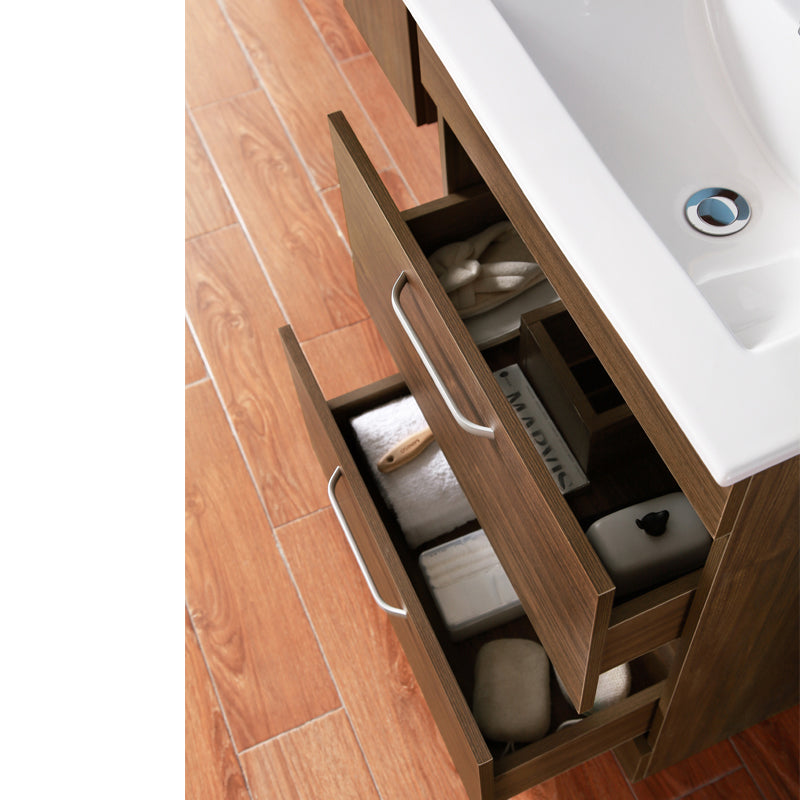 Aica Mobile Bagno 60cm Salvaspazi , con lavabo in Ceramica e 2 cassetti