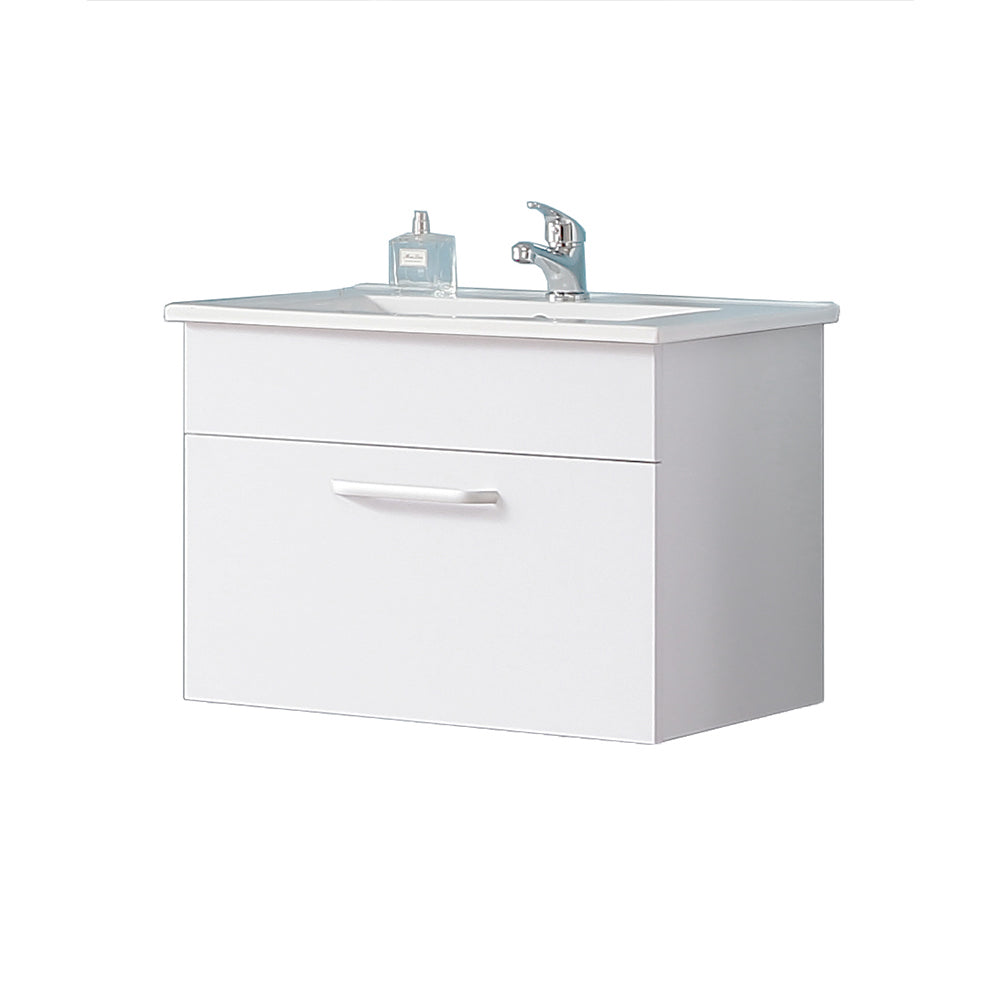 Aica Mobile Bagno 60 cm salvaspazi e sospeso , con lavabo in Ceramica e a cassetti 580*380*410mm-1cassetti-bianco