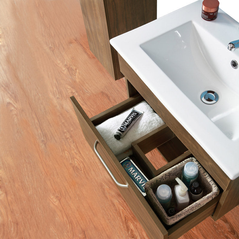 Aica Mobile Bagno 60 cm salvaspazi e sospeso , con lavabo in Ceramica e a cassetti