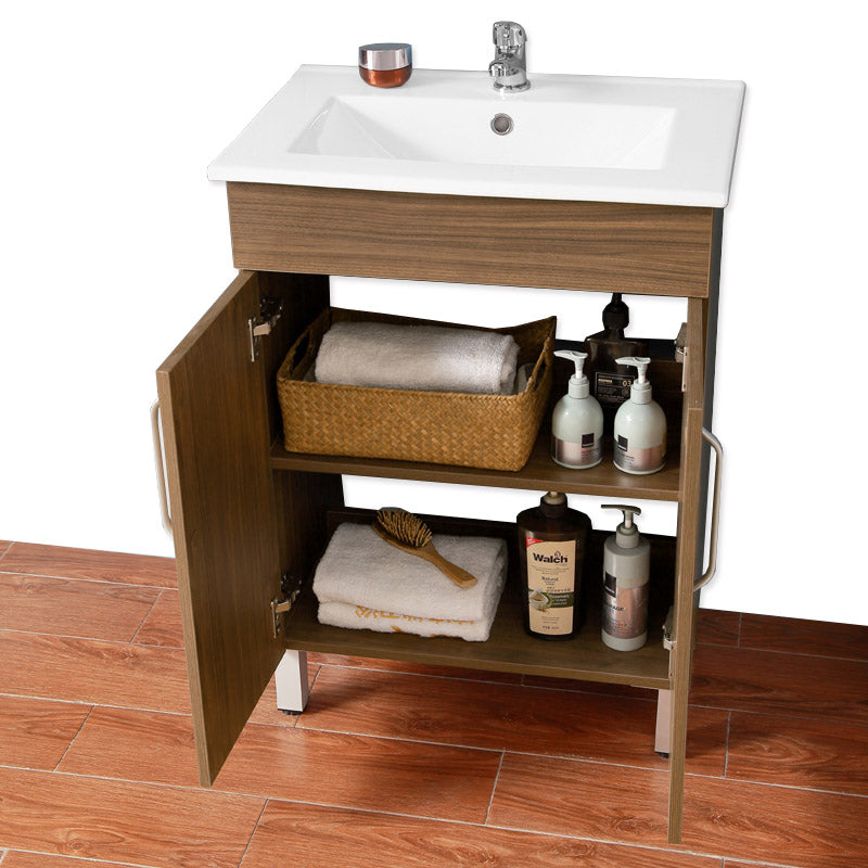 Aica salvaspazio Mobile Bagno 60 cm, con lavabo in Ceramica e 2 porte